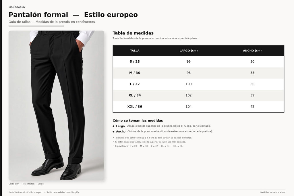 Pantalon formal - Estilo europeo